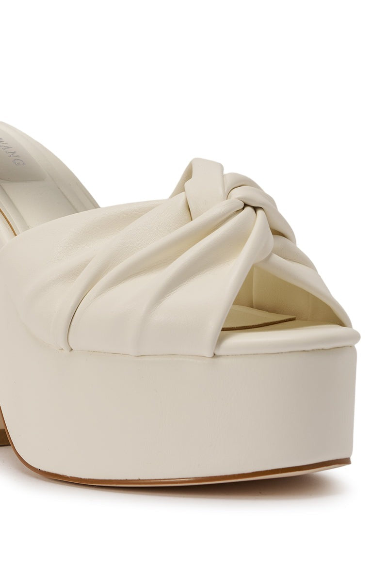 AZALEA WANG SAKI WHITE PU CHUNKY WRAP UP SANDAL