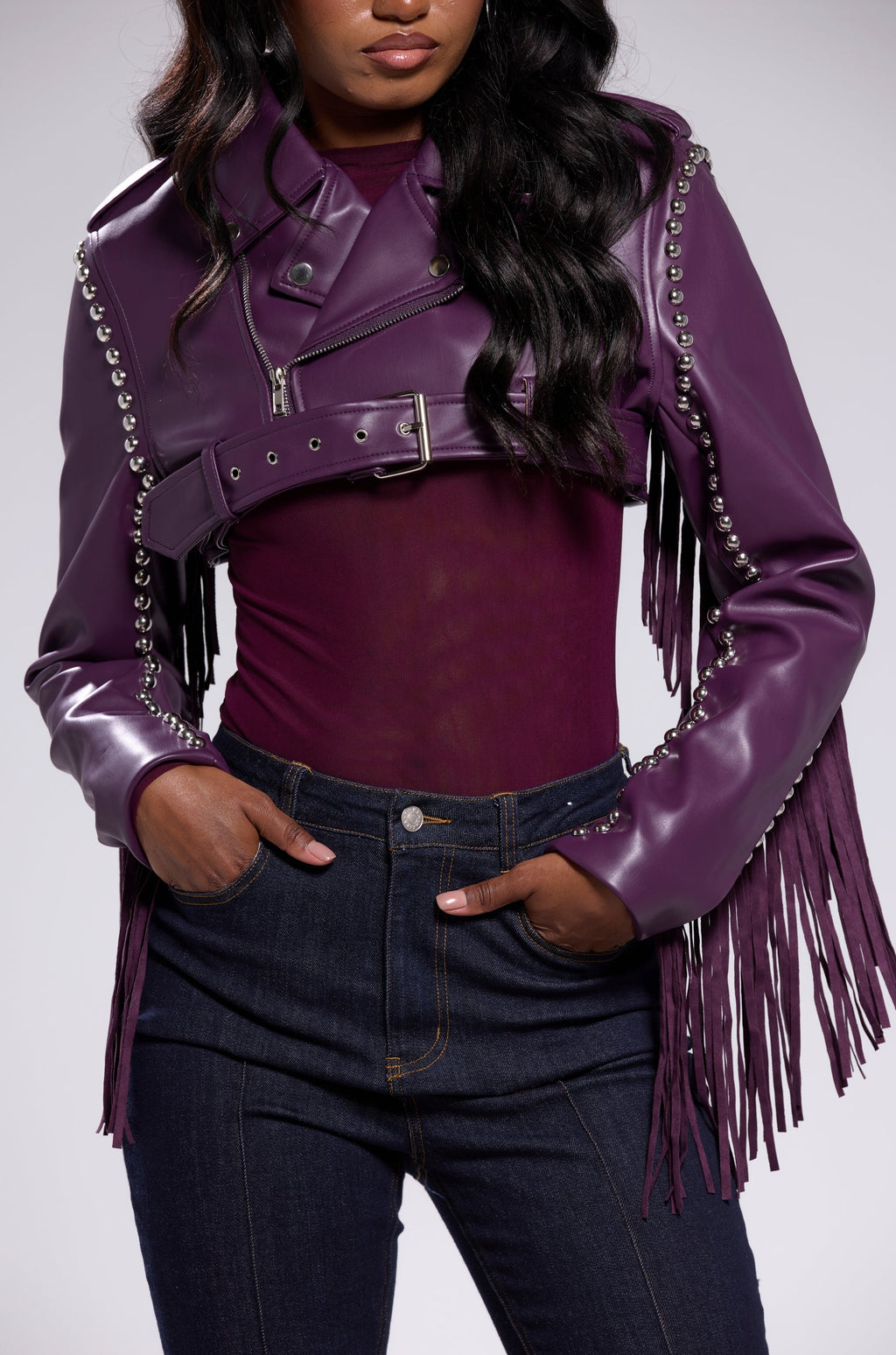 HOLD EM CROPPED FRINGE MOTO