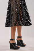 AZALEA WANG TANA BLACK MIXED MATERIAL WEDGE