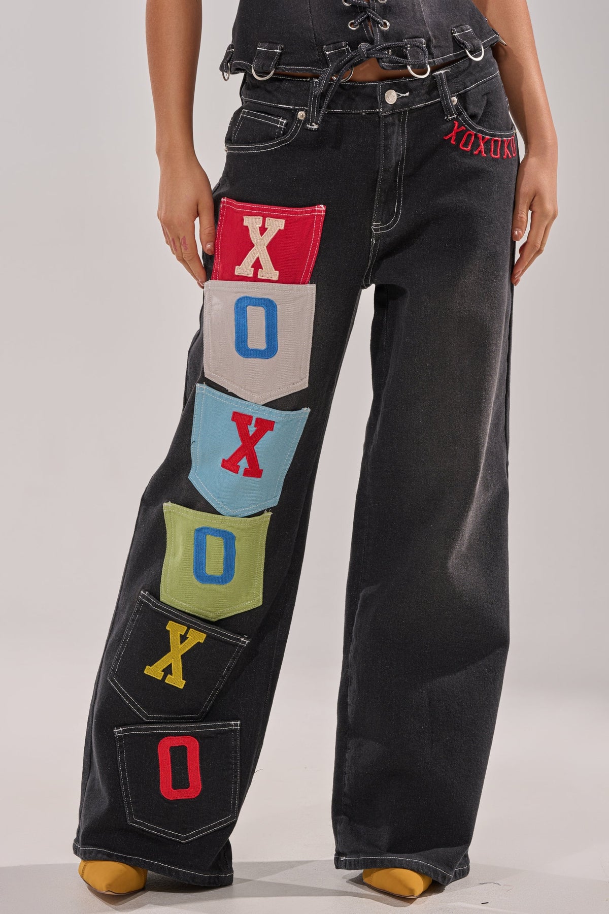 BRING IT BACK DENIM PATCHWORK PANT