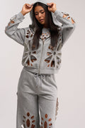 GIRLY POP CUTOUT ZIP UP SWEATSHIRT