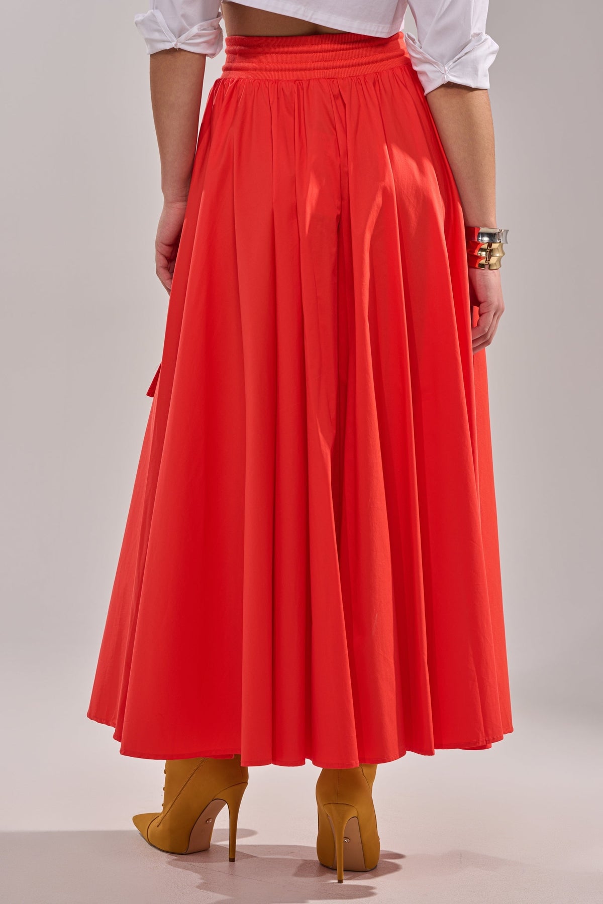 AMELIA CARGO POCKET MAXI SKIRT IN RED