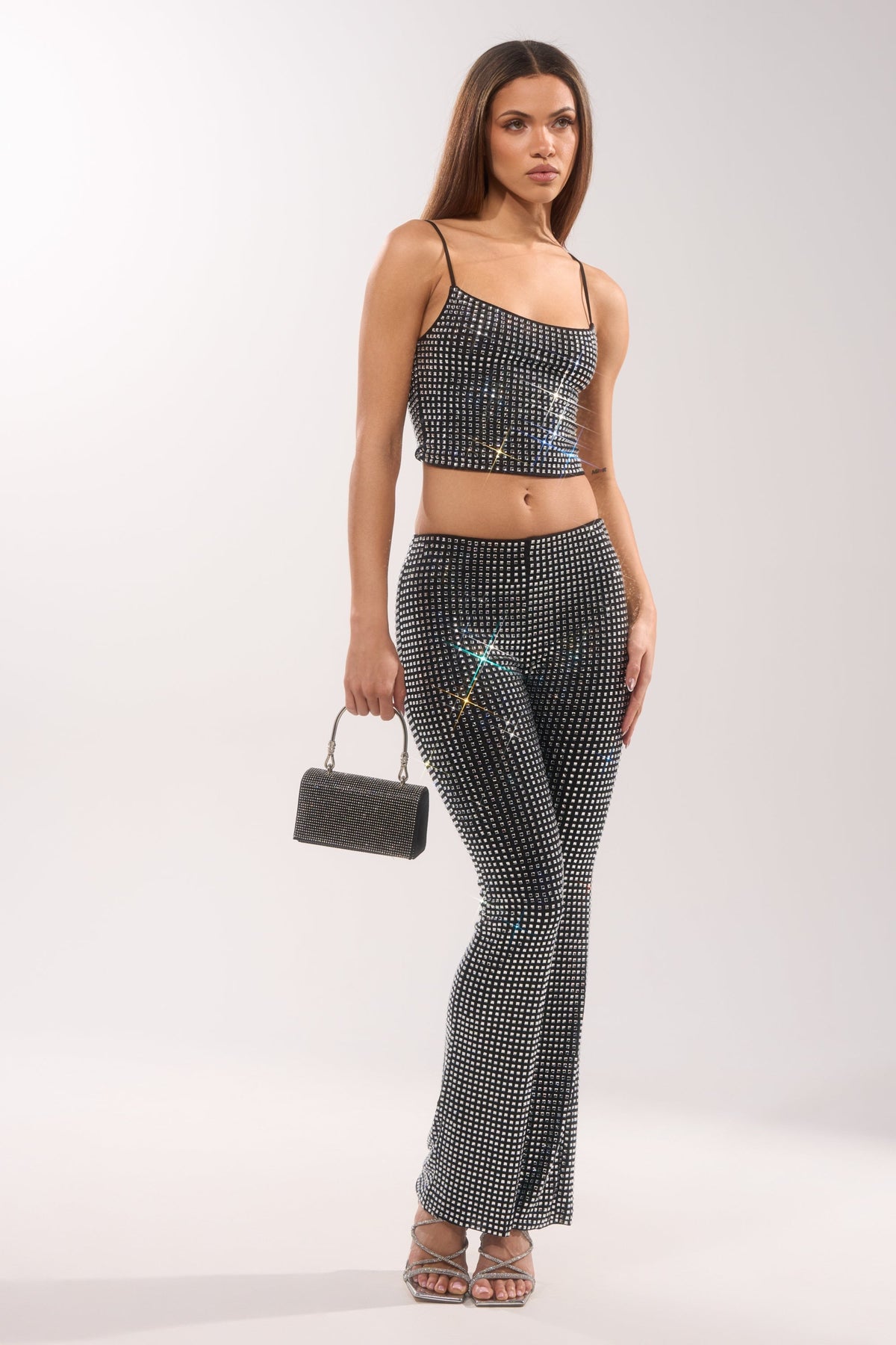 ALL EYES ON ME RHINESTONE FLARE TROUSER