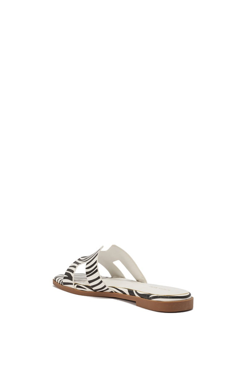 AKIRA HOWDY ZEBRA SLIP ON FLAT SANDAL