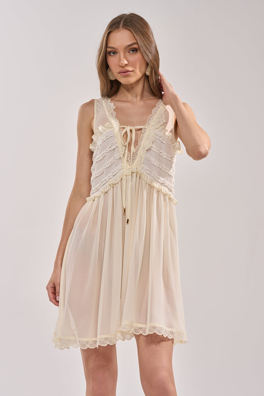 FREE SPIRIT LACE MINI DRESS