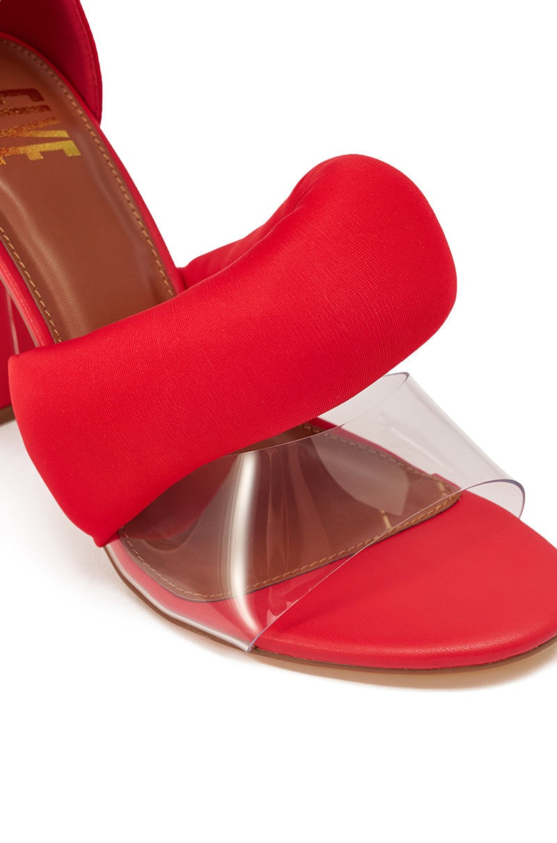 YANIX RED PUFF SLIP ON SANDAL