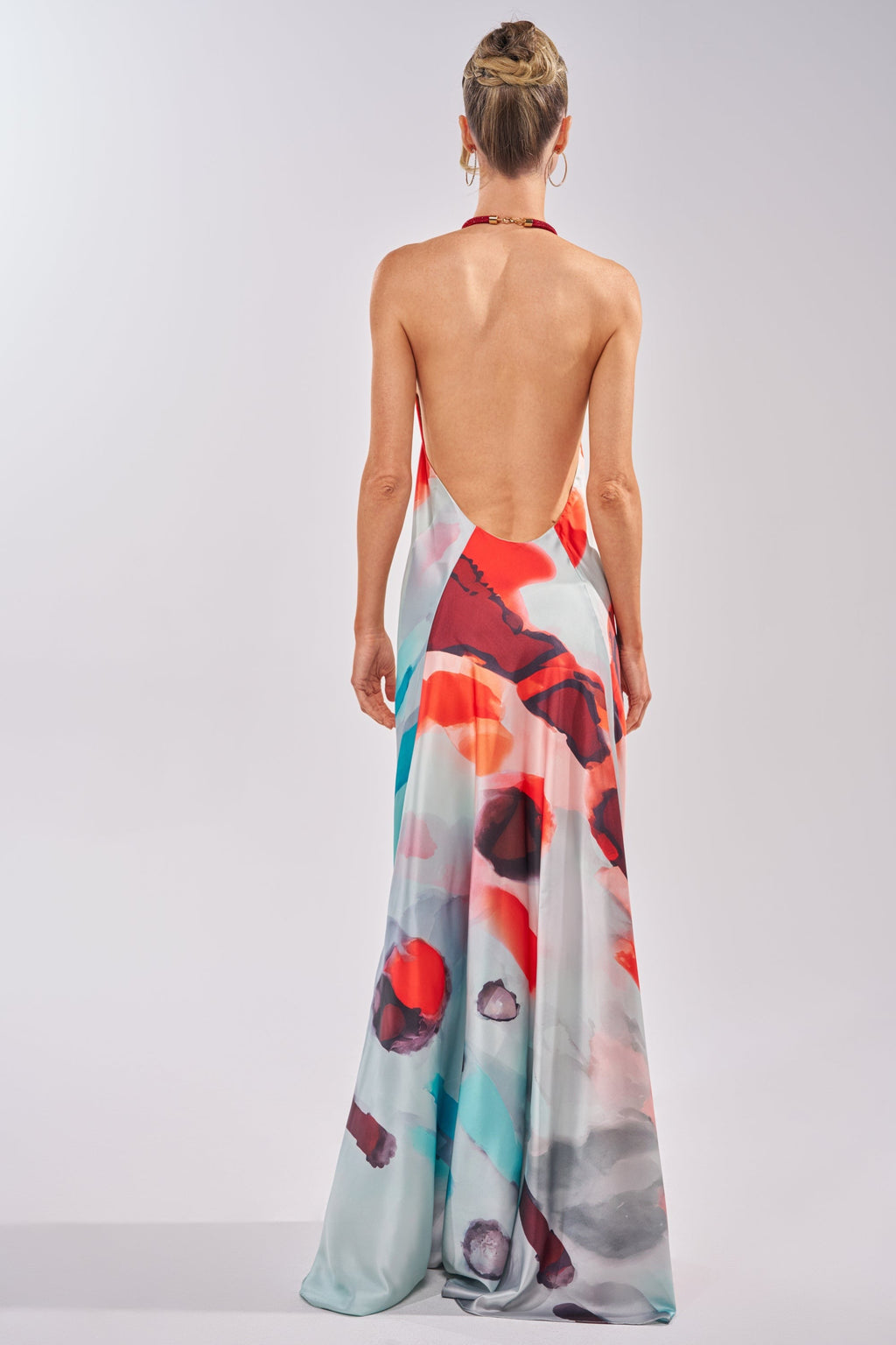 CHIC IS ME SATIN MAXI DRESS IN MULTI
