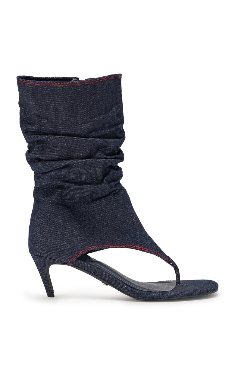AZALEA WANG NIAMH DENIM GLADIATOR KITTEN HEEL SANDAL