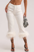 TRIPPY LIKE ME DENIM CAPRI WITH FEATHER