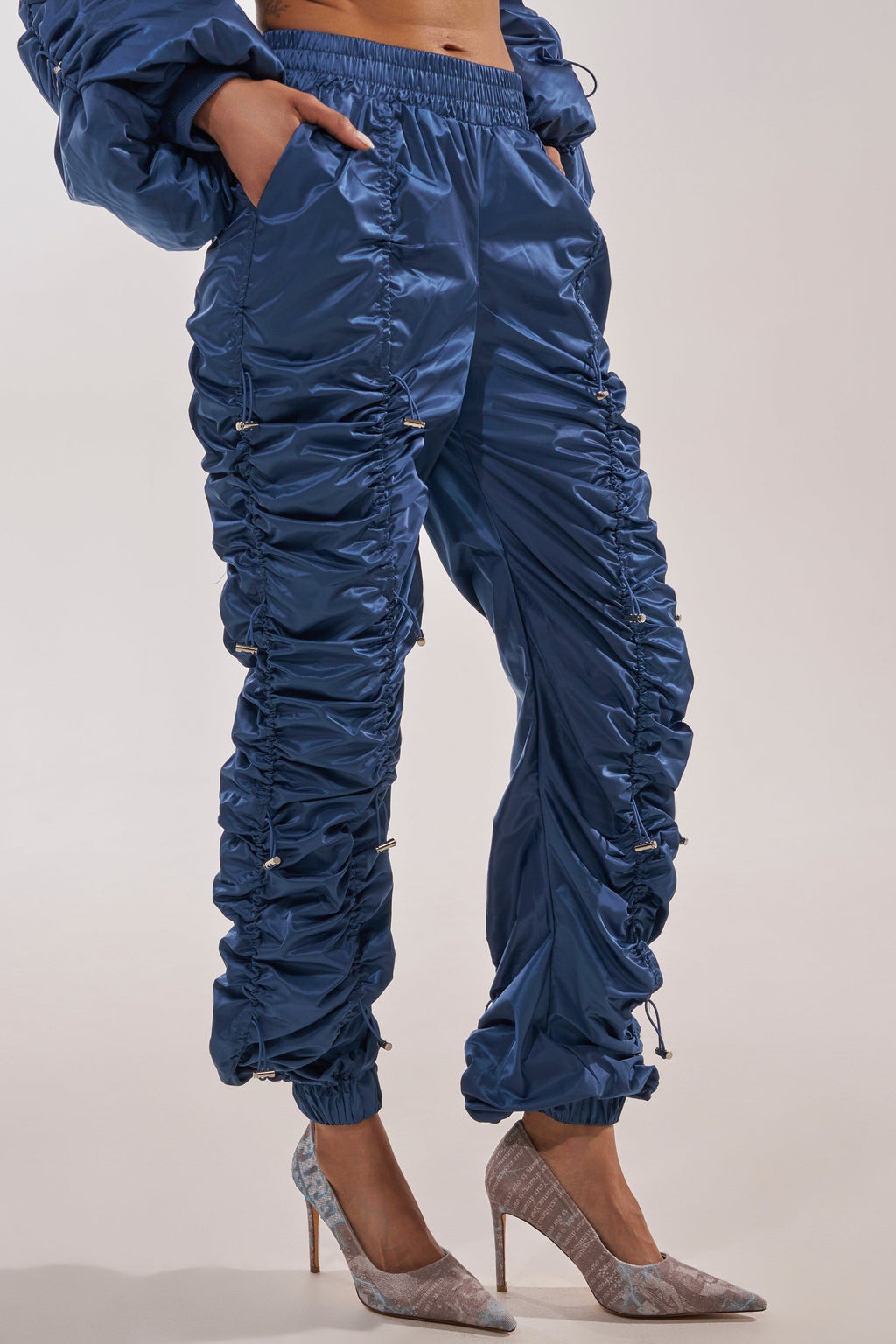NOT TIME FOR GAMES RUCHED JOGGER IN NAVY