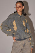DEMI RHINESTONE DENIM HOODIE