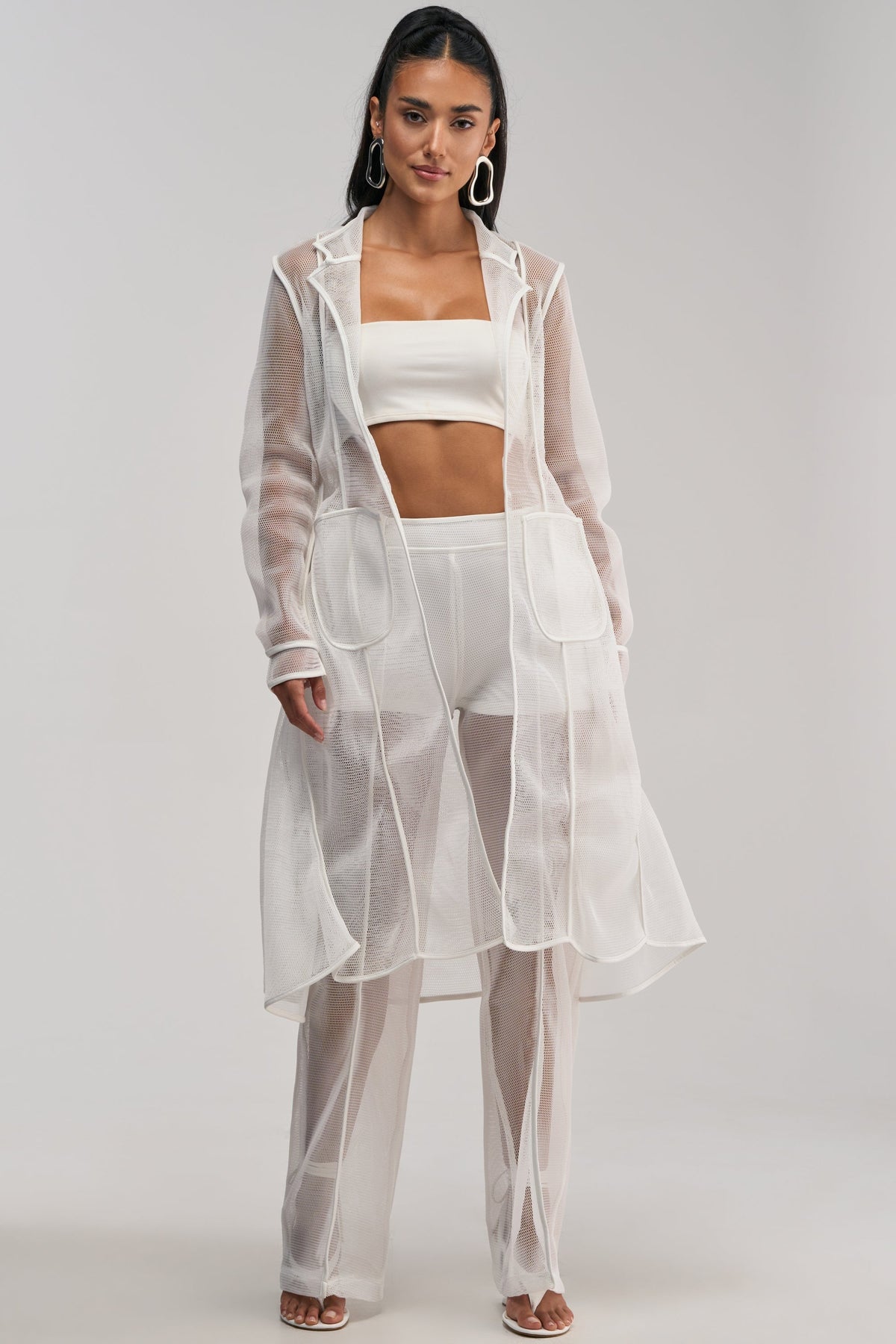 ONE TO WATCH MESH TROUSER IN WHITE