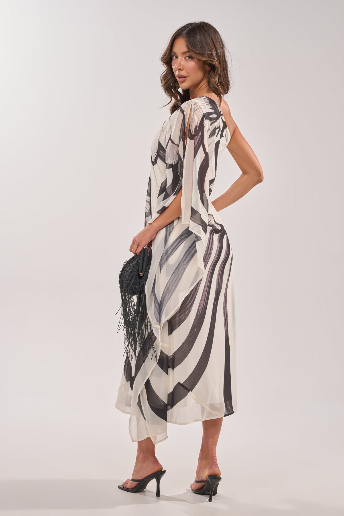 TROPICAL NIGHTS ONE SHOULDER MAXI DRESS