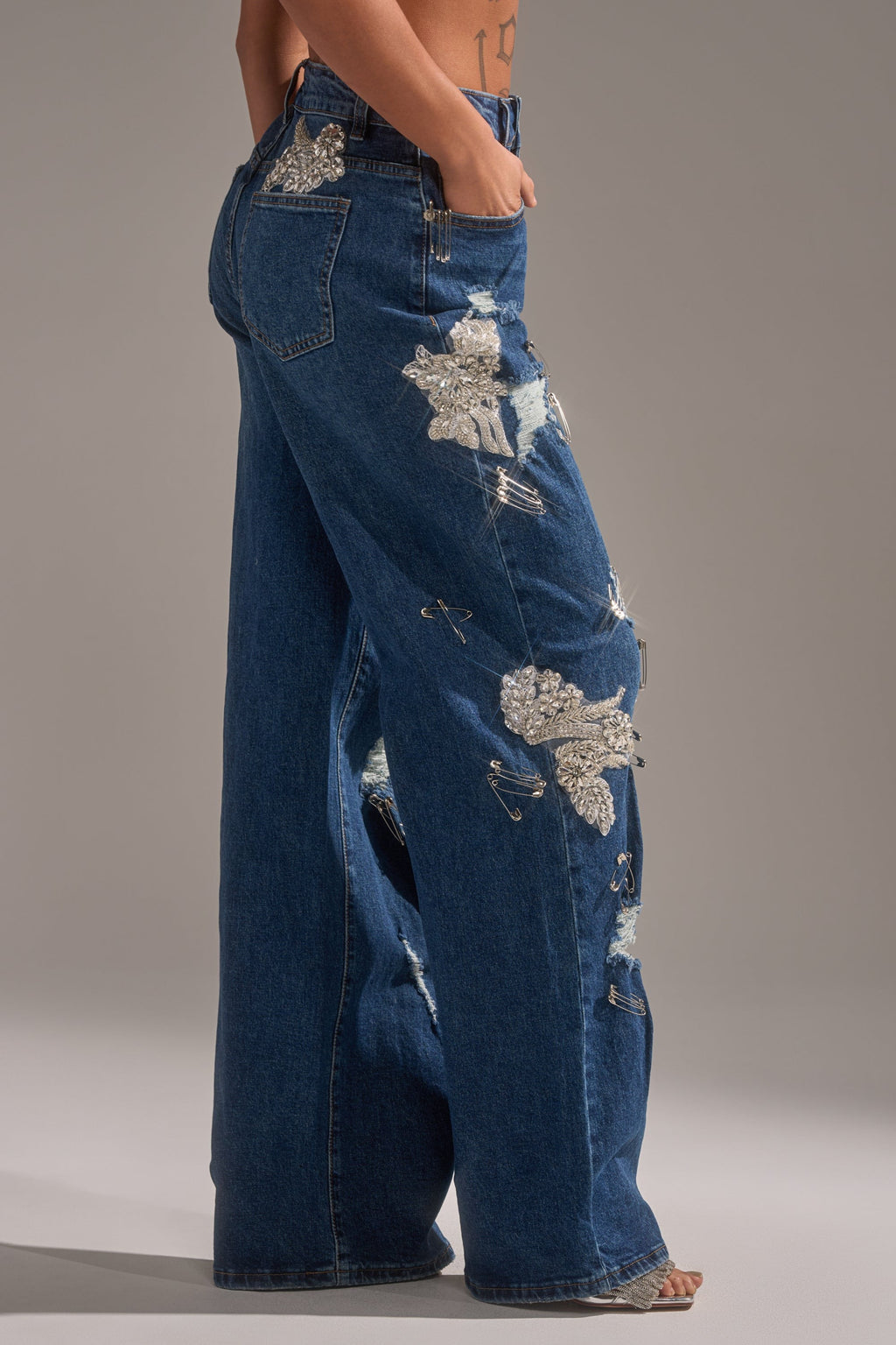 LETS GO BABY DISTRESSED DENIM