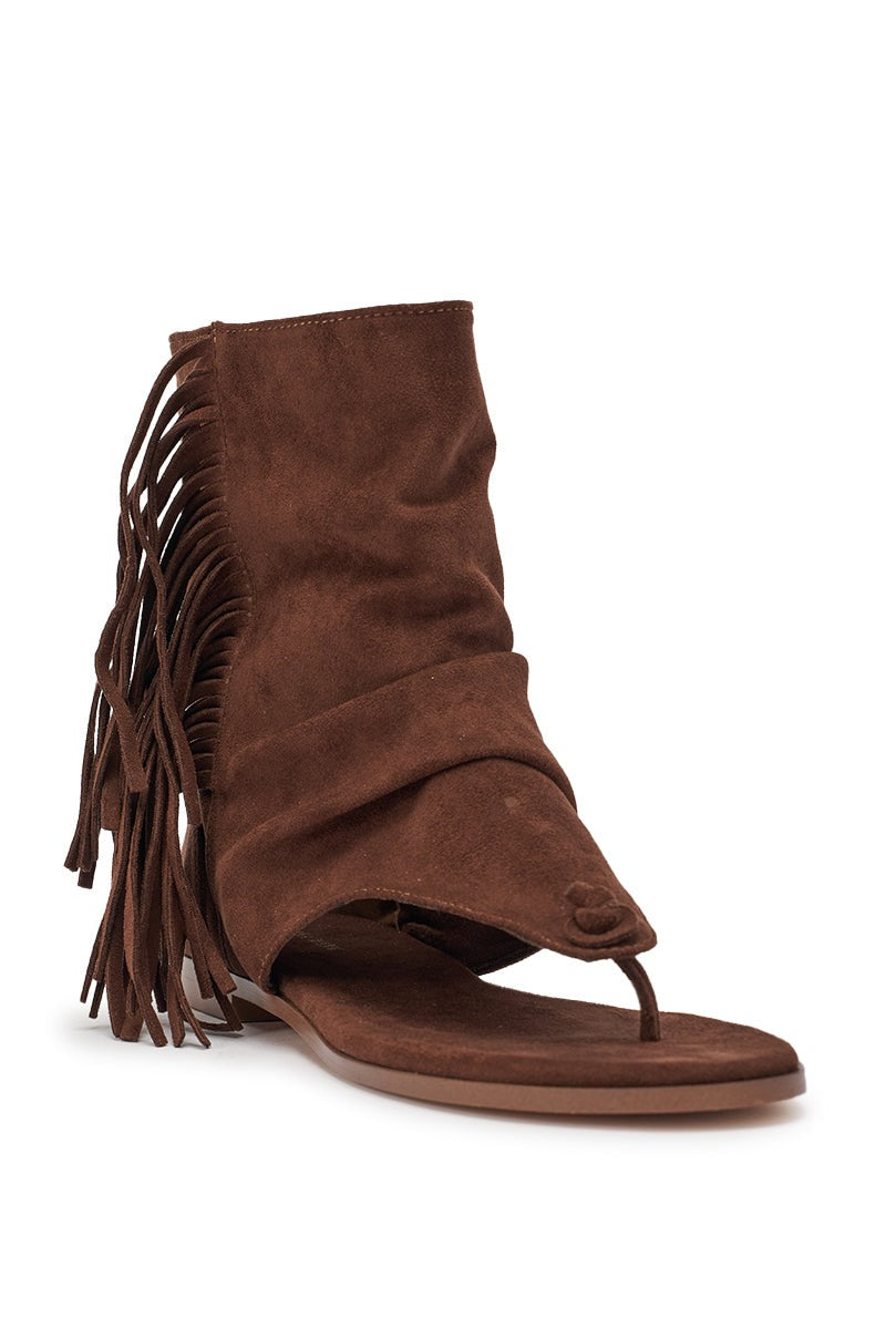 AZALEA WANG FIDDA CHOCOLATE GLADIATOR FLAT SANDAL