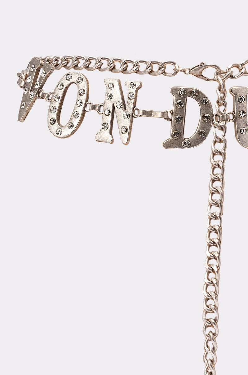 VON DUTCH RHINESTONE CHAIN BELT