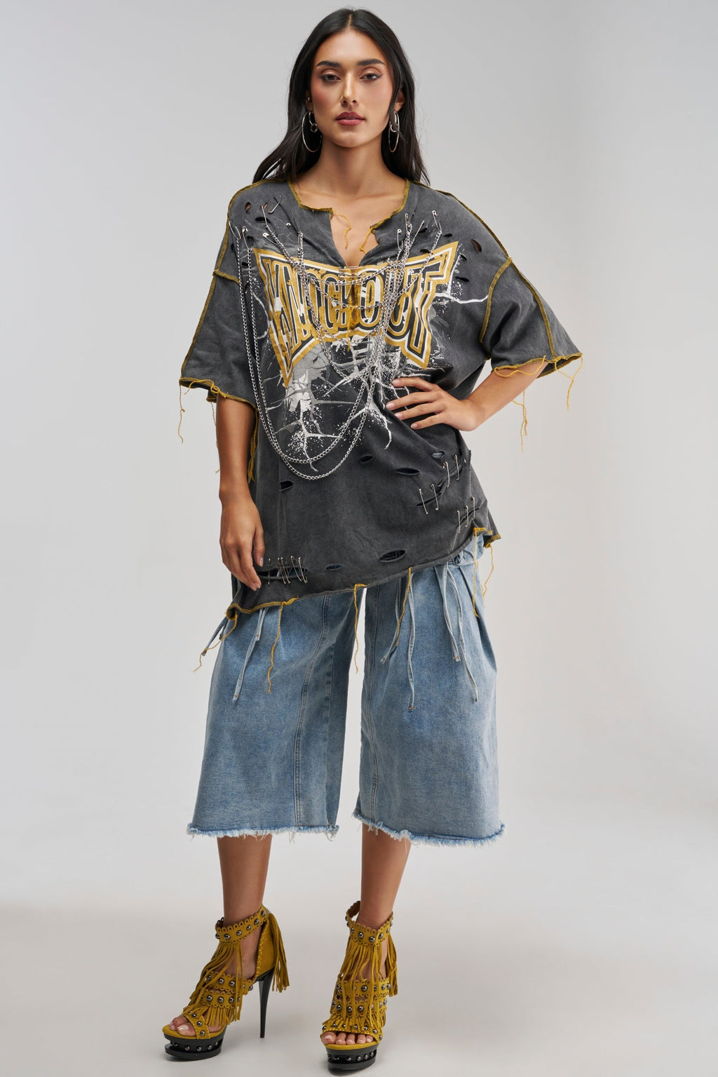 KNOCKOUT OVERSIZED TEE IN GREY MULTI