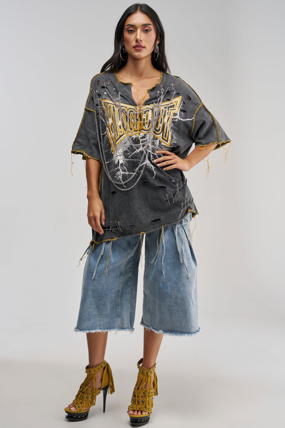 KNOCKOUT OVERSIZED TEE IN GREY MULTI