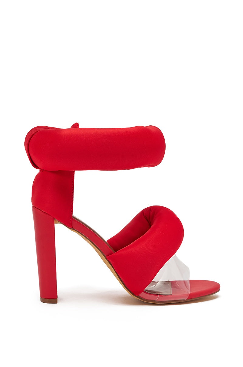 YANIX RED PUFF SLIP ON SANDAL