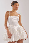 JULIET SATIN MINI DRESS IN IVORY