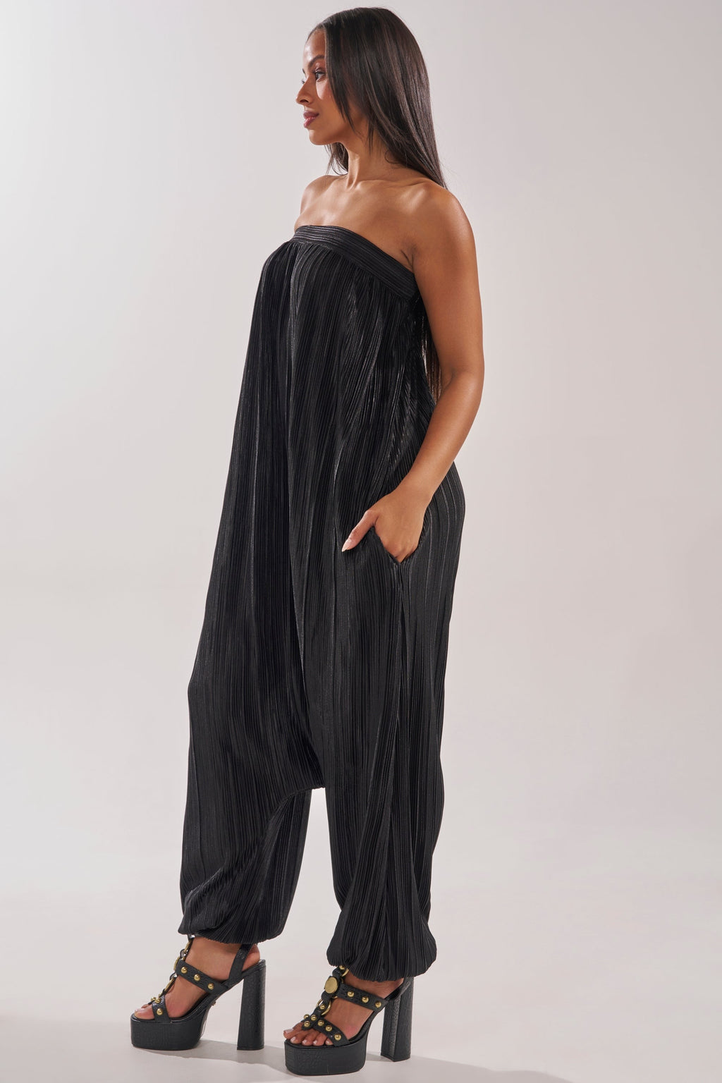 FROM THE CITY DROP CROTCH JUMPSUIT IN BLACK