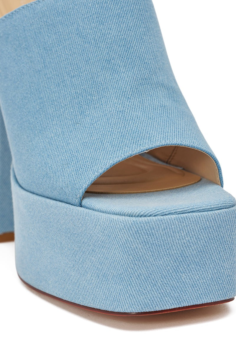 AKIRA GOLD FIKILE DENIM CHUNKY SANDAL