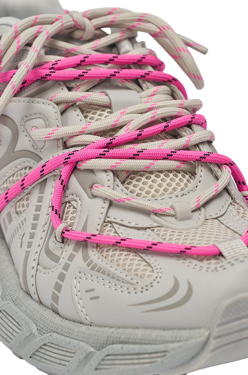 AZALEA WANG SATINE GREY LACE UP SNEAKER