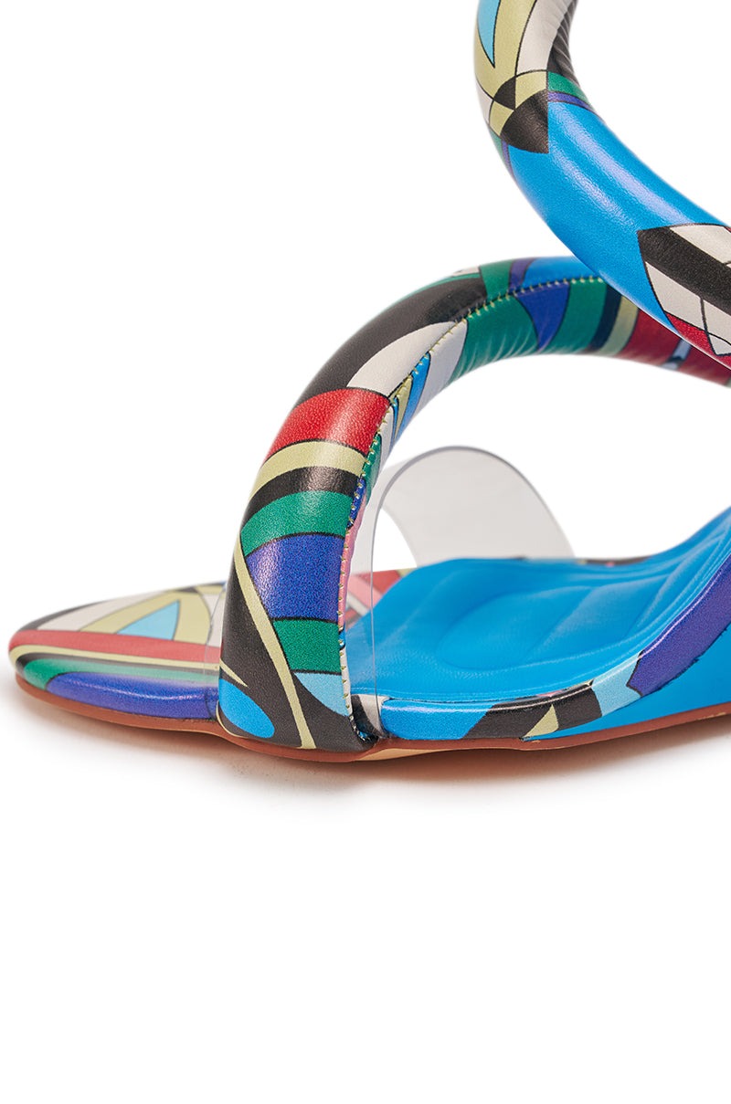 AKIRA GOLD MINORU MULTI PRINTED WEDGE PUFF SANDAL