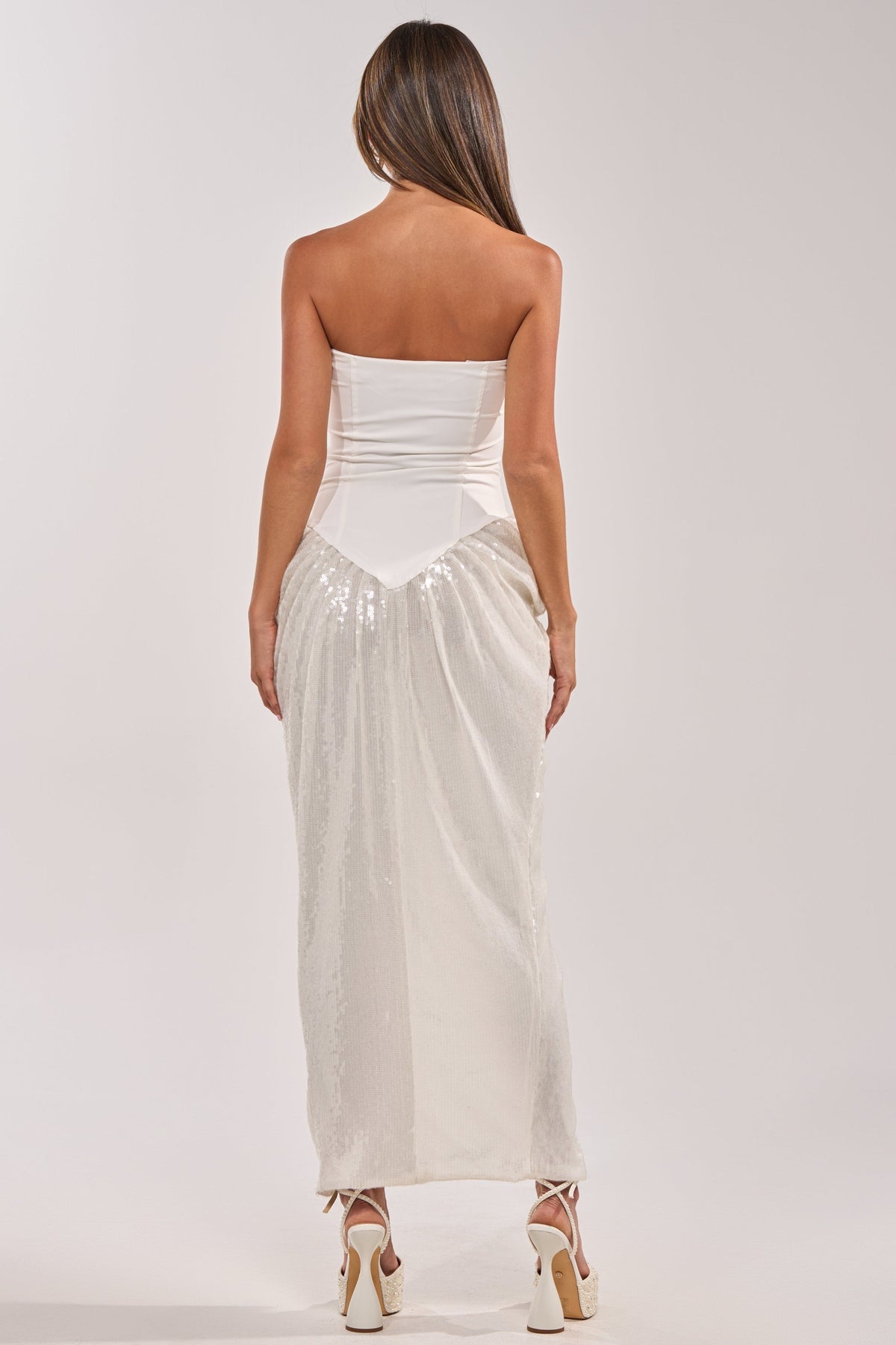 GLOW GETTER SEQUIN CORSET MAXI DRESS