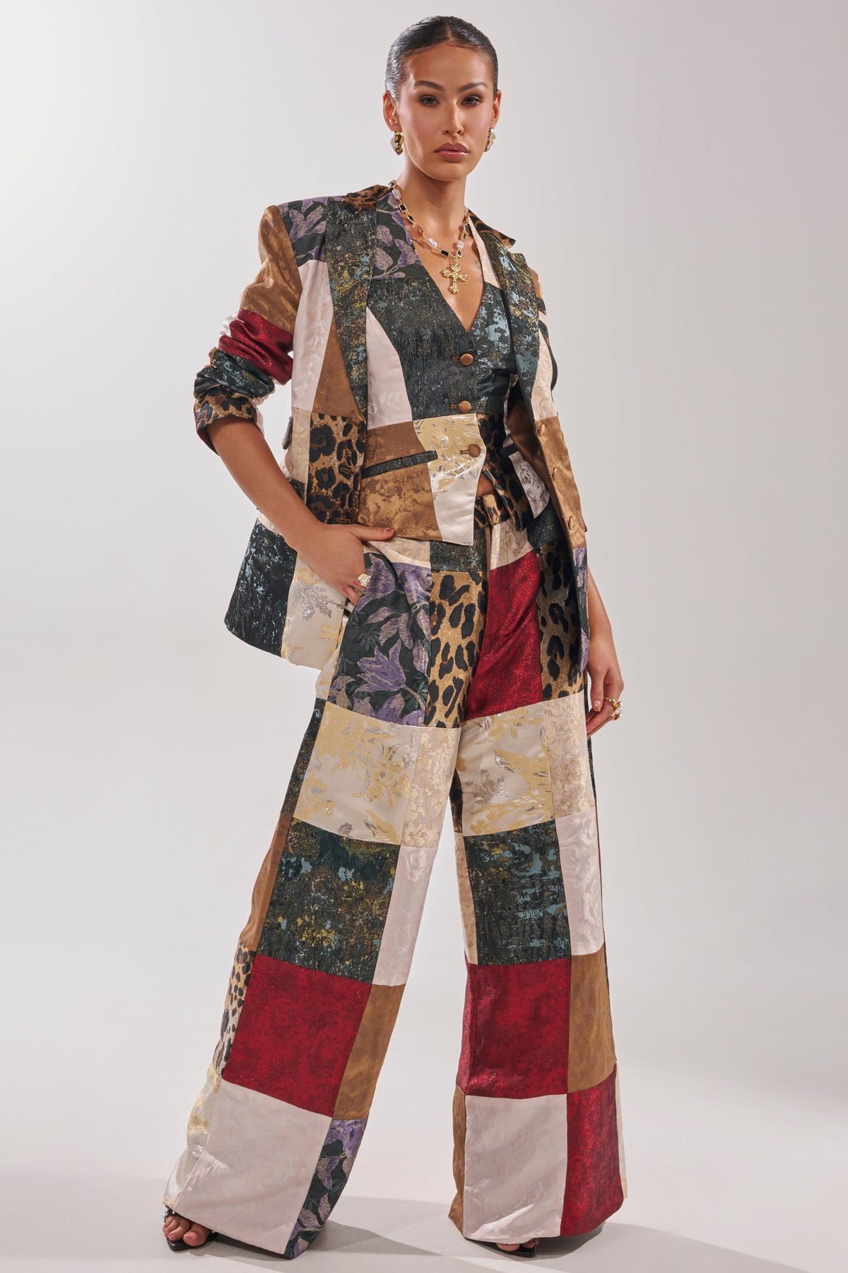 MADE YOU LOOK PATCHWORK HALTER VEST
