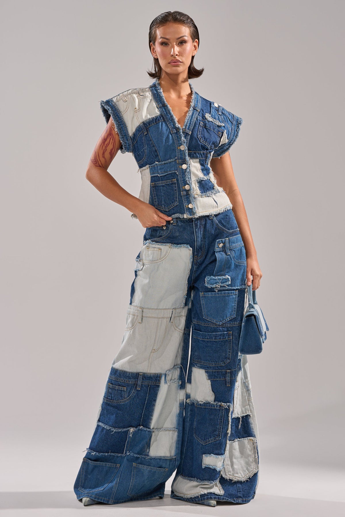 TOO MUCH GOING ON DENIM BUTTON DOWN