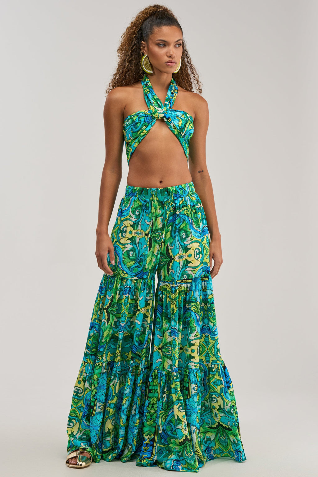 INTO THE GARDEN PALAZZO PANT IN GREEN MULTI