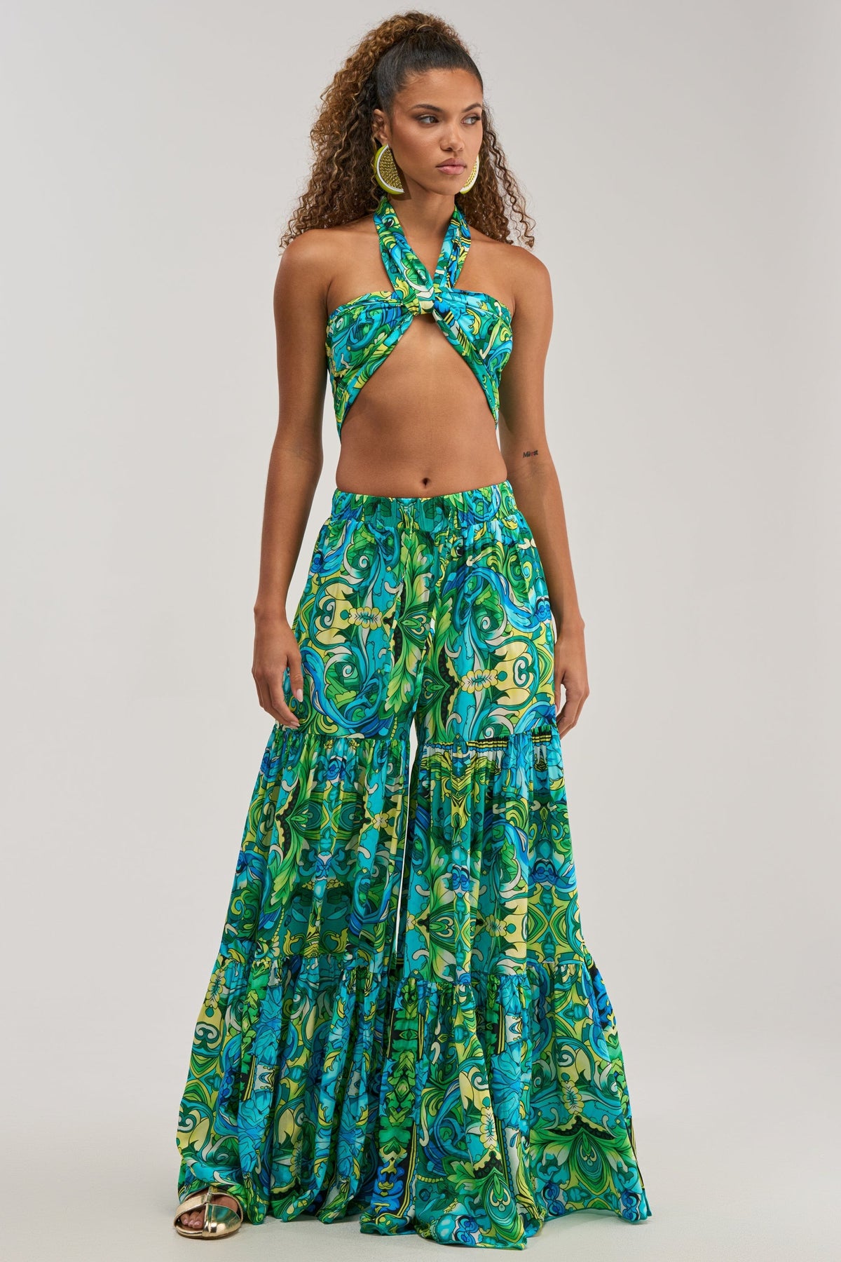 INTO THE GARDEN PALAZZO PANT IN GREEN MULTI