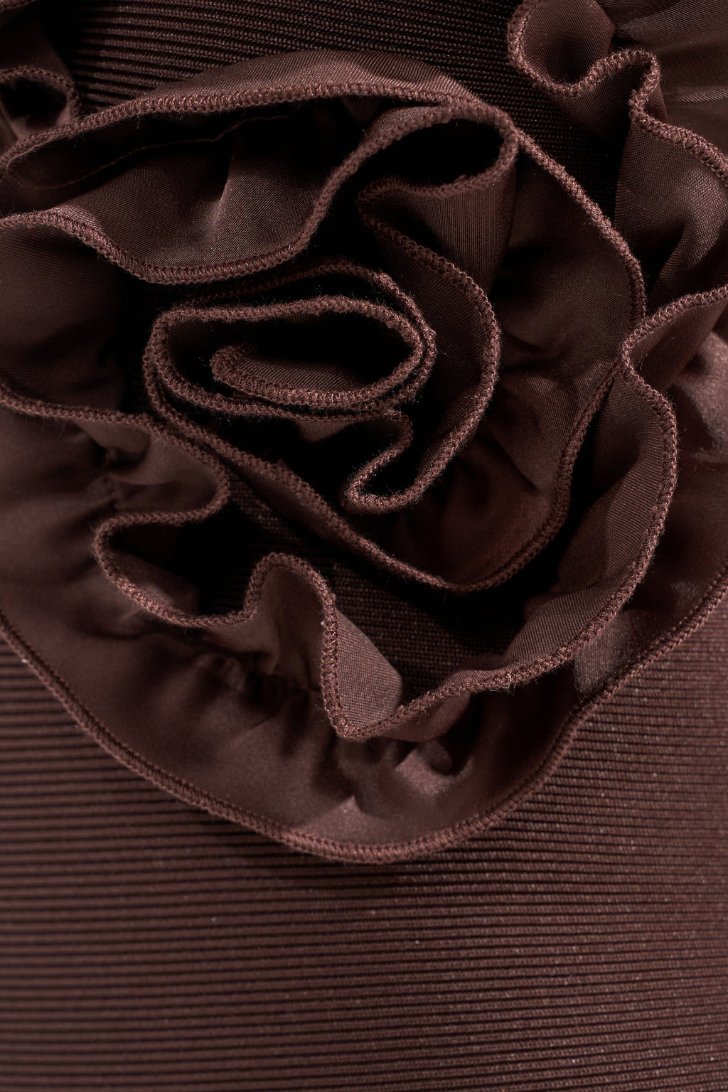 STANDING OVATION FLOCKED MAXI DRESS IN CHOCOLATE