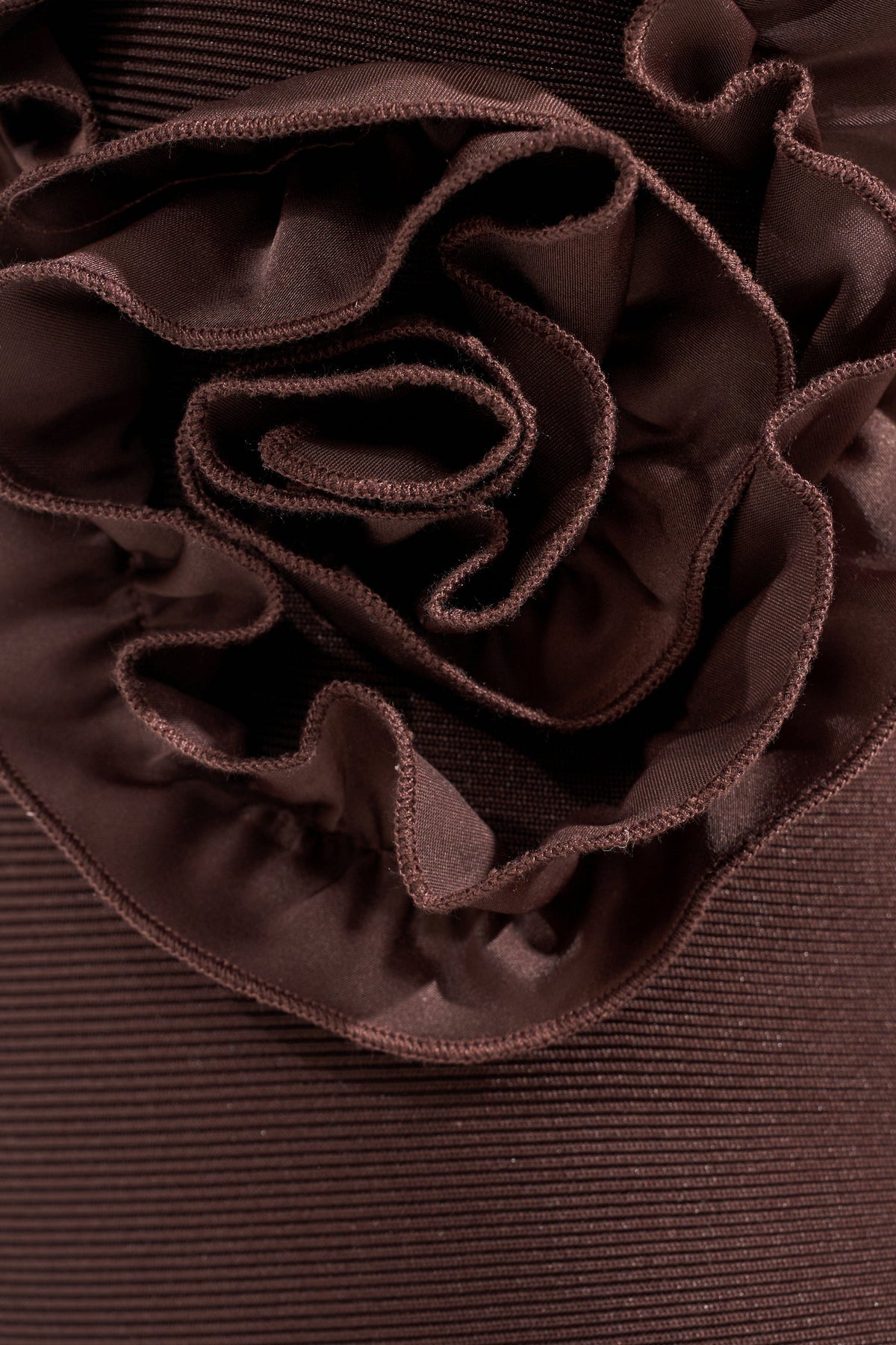 STANDING OVATION FLOCKED MAXI DRESS IN CHOCOLATE