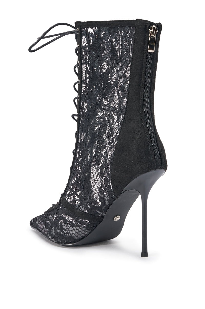 AZALEA WANG VIRTUOSO BLACK LACE STILETTO BOOTIE