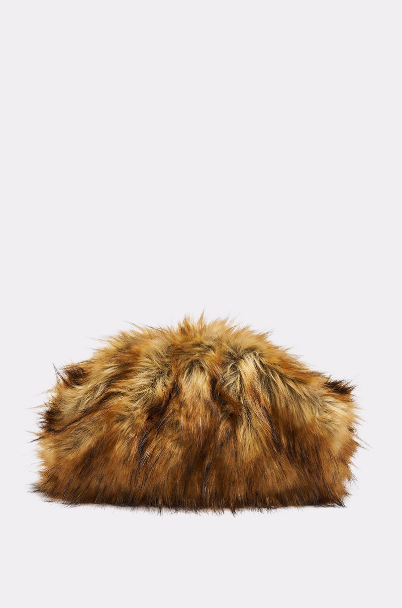 WILD CHILD FAUX FUR CLUTCH