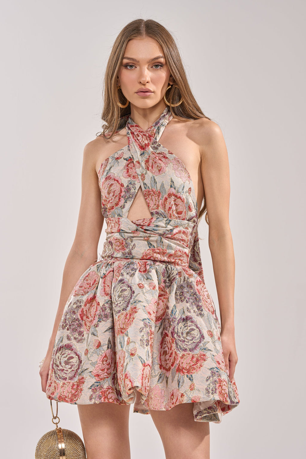 PRINT OF THE SEASON BUBBLE MINI DRESS IN BROCADE