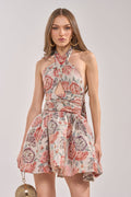 PRINT OF THE SEASON BUBBLE MINI DRESS IN BROCADE