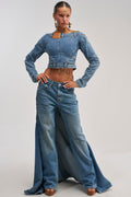 SHAKE IT OFF DENIM PANT WITH SKIRT ATTACHED