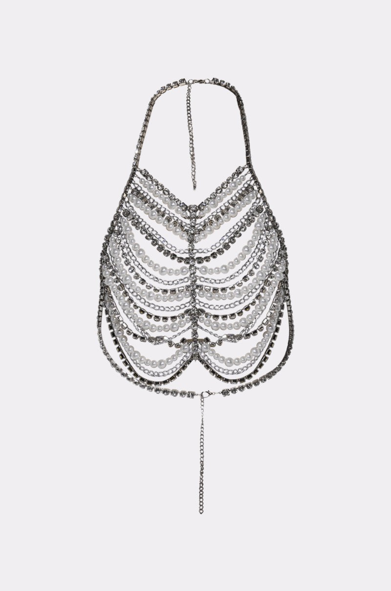 EVA PEARL AND RHINESTONE BODY CHAIN