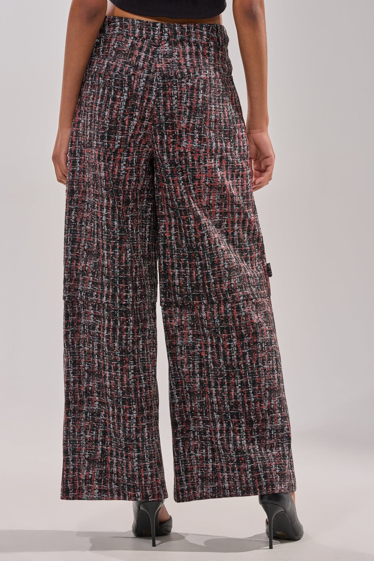WORK IT FAUX LEATHER PLAID TROUSER