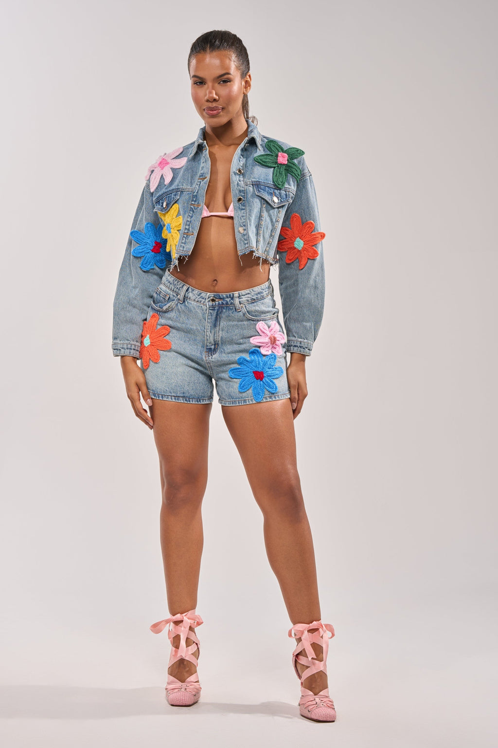 FLOWER PATCH DENIM JACKET