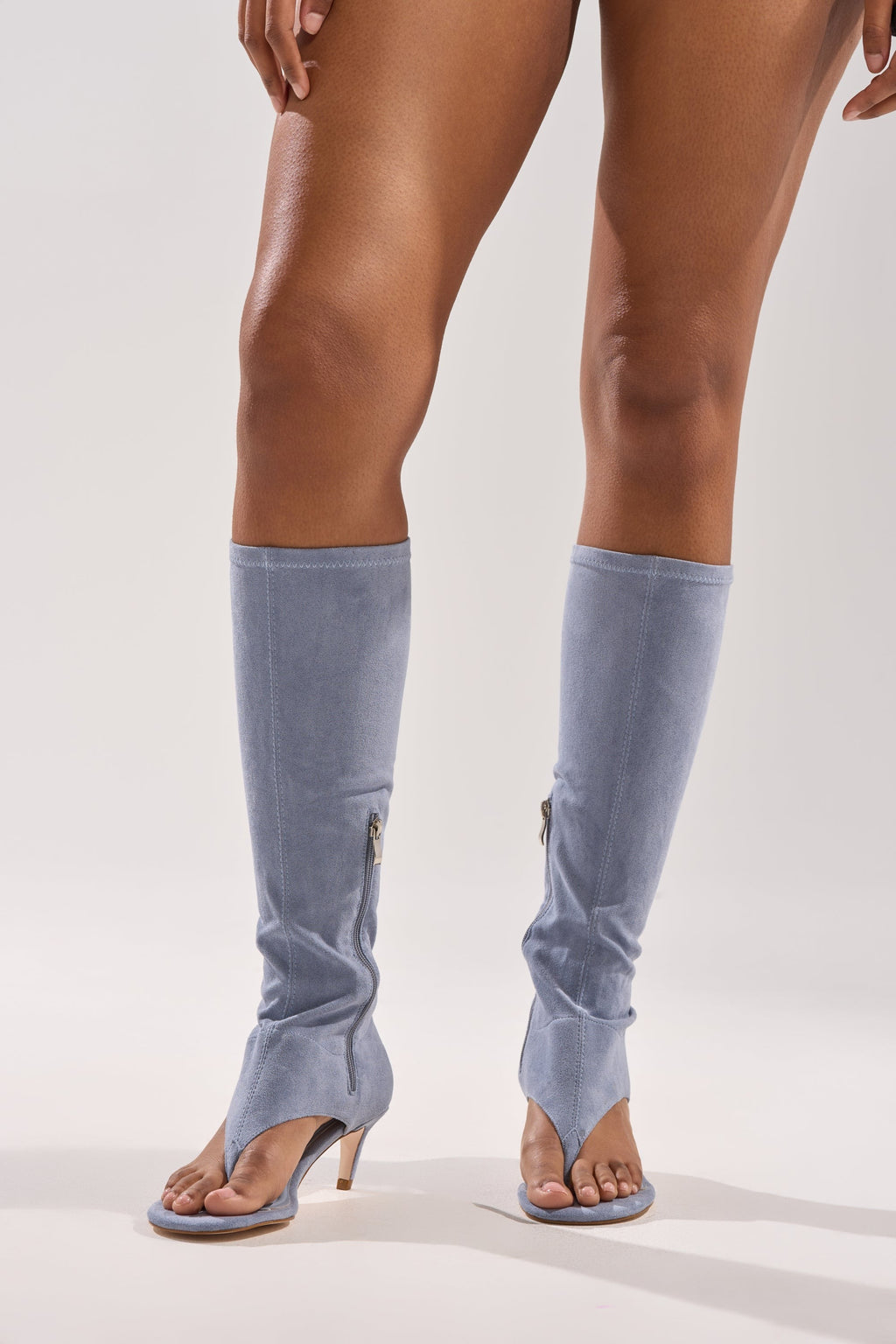 AZALEA WANG CECILE LIGHT BLUE FAUX SUEDE SANDAL