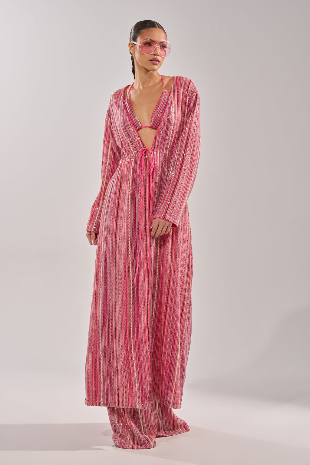 TAYLOR SEQUIN FRONT TIE DUSTER