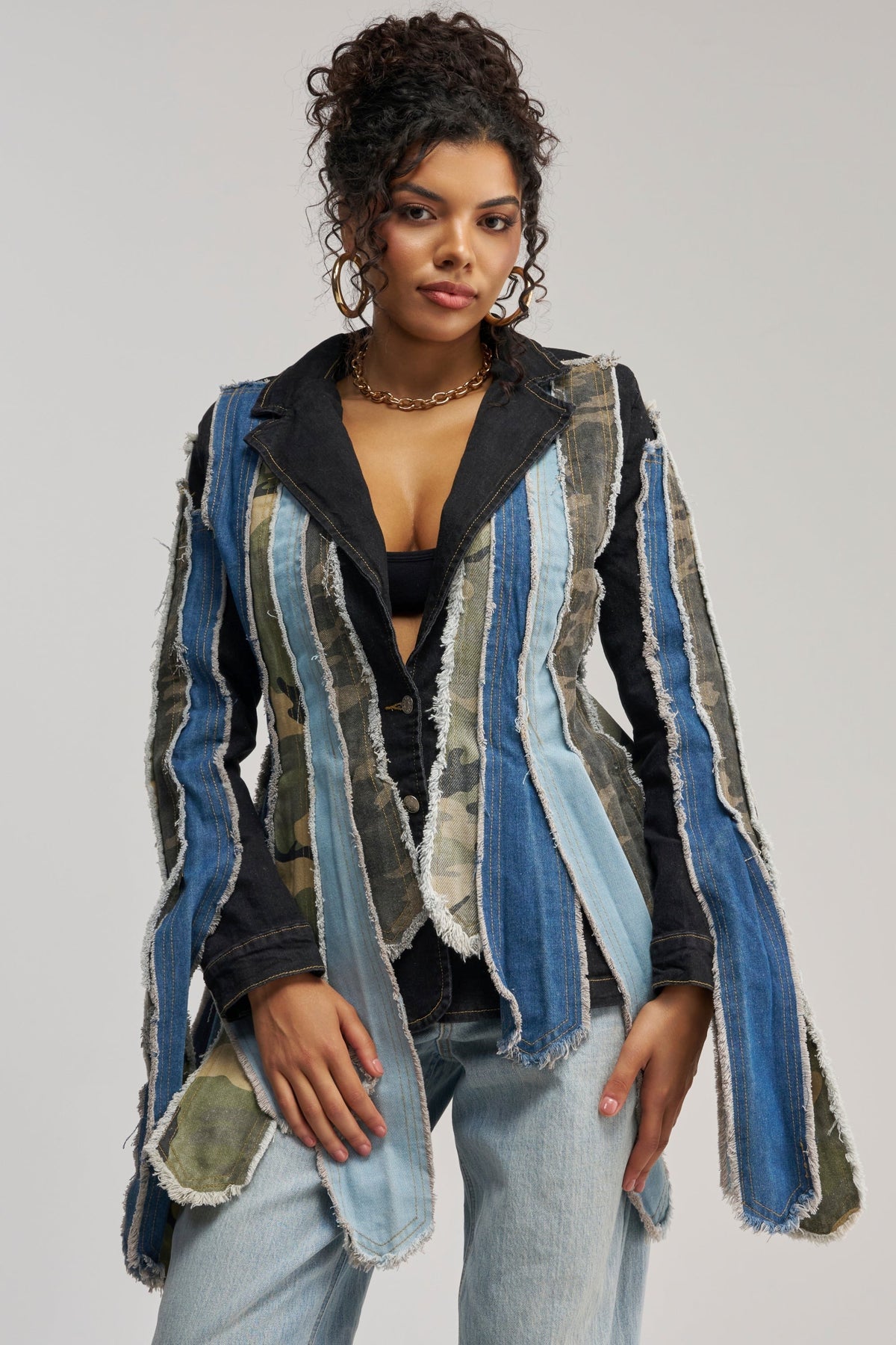 HERE FOR IT PATCHWORK BLAZER