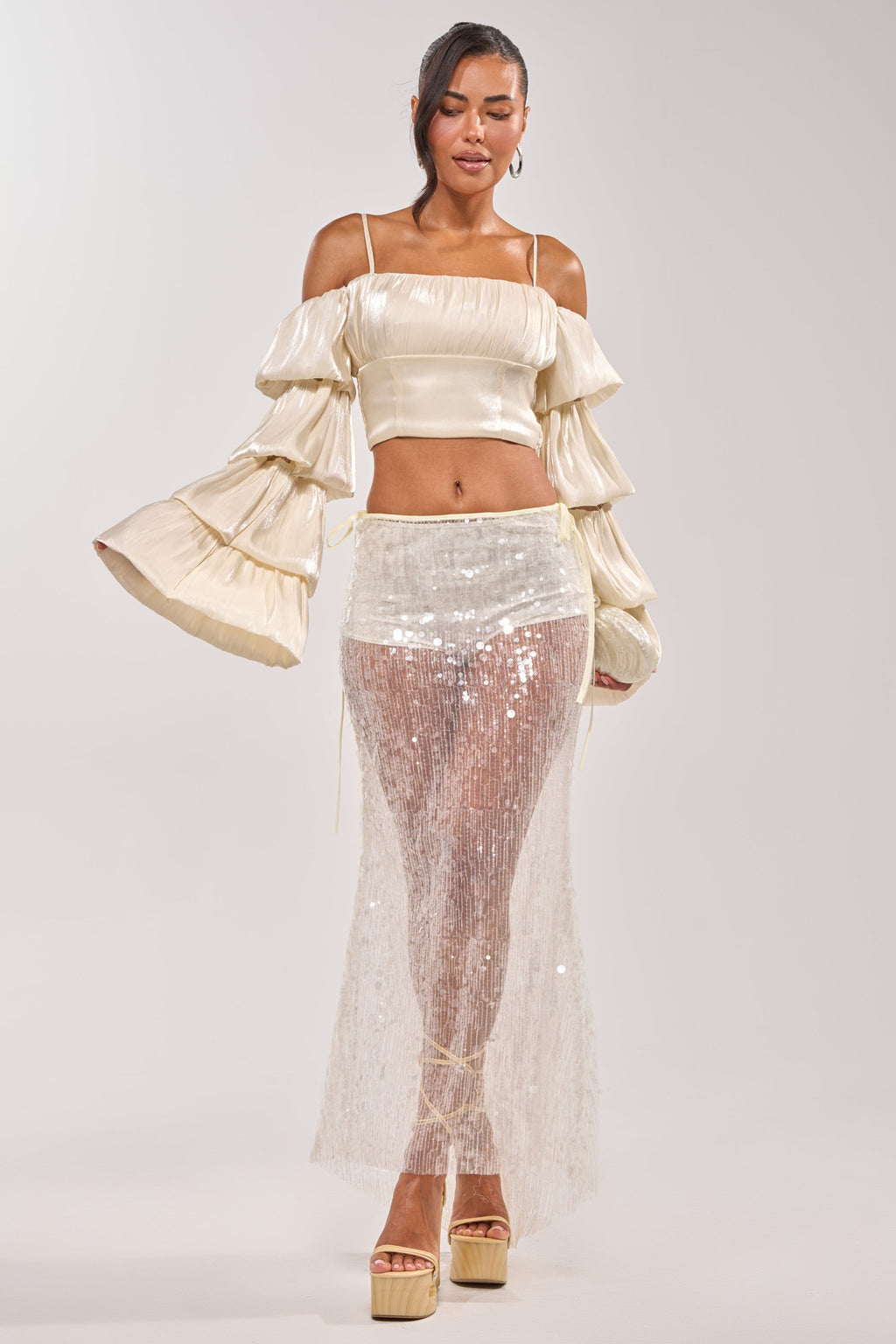 DRIPPING IN RHINESTONES MAXI SKIRT