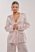 LILA EMBELLISHED SATIN BLAZER IN LIGHT PINK
