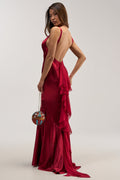 LUCKY ME LOW BACK MAXI DRESS IN RED