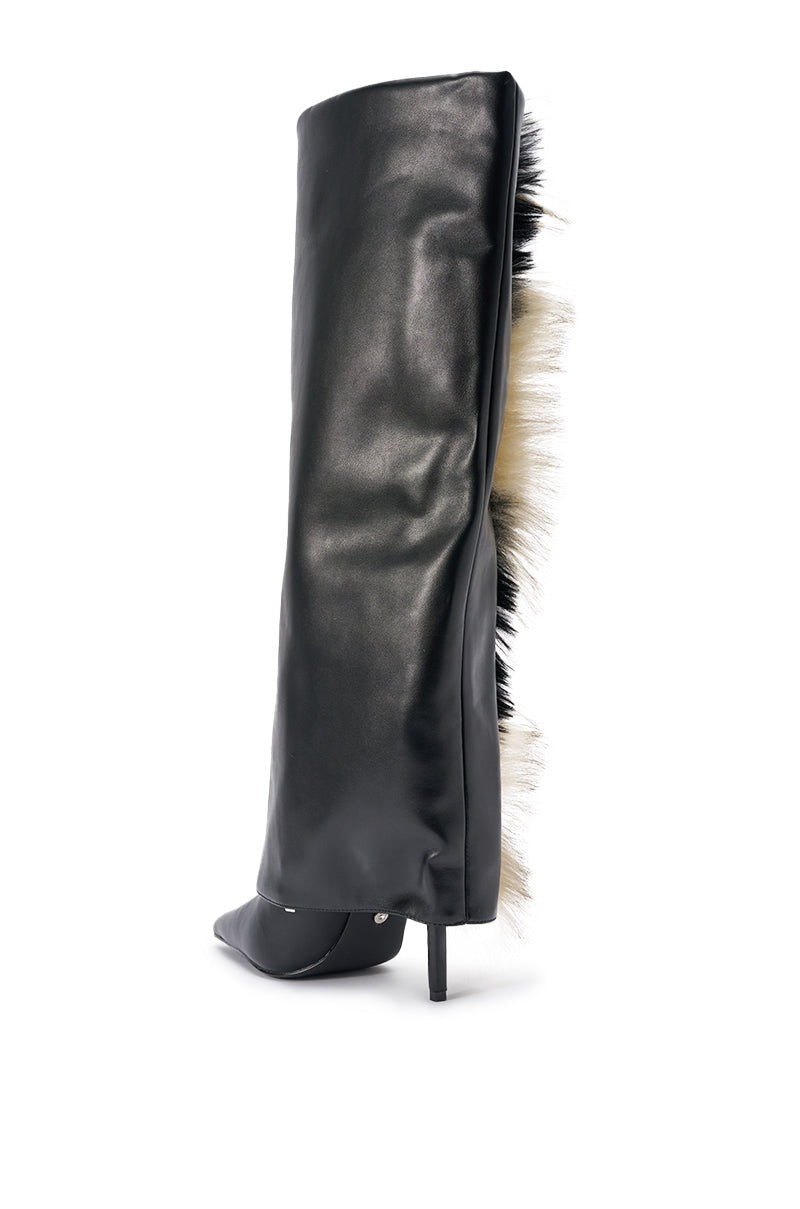 AKIRA GOLD KAIRA BLACK MULTI FUR TRIM DETAIL BOOT